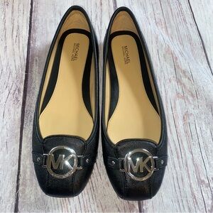 Michael Kors Womens Fulton Moc Saffiano Leather Ballet Flats Shoes Black Size 9